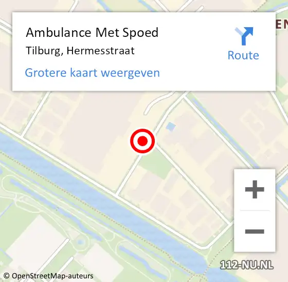 Locatie op kaart van de 112 melding: Ambulance Met Spoed Naar Tilburg, Hermesstraat op 1 juni 2017 08:56