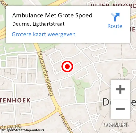 Locatie op kaart van de 112 melding: Ambulance Met Grote Spoed Naar Deurne, Ligthartstraat op 1 juni 2017 09:30