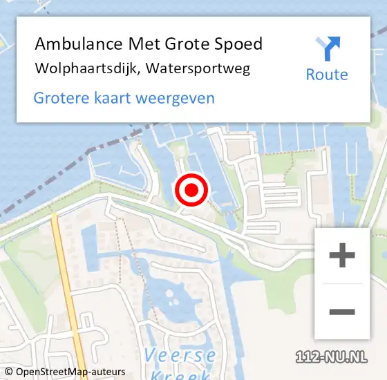 Locatie op kaart van de 112 melding: Ambulance Met Grote Spoed Naar Wolphaartsdijk, Watersportweg op 1 juni 2017 09:38