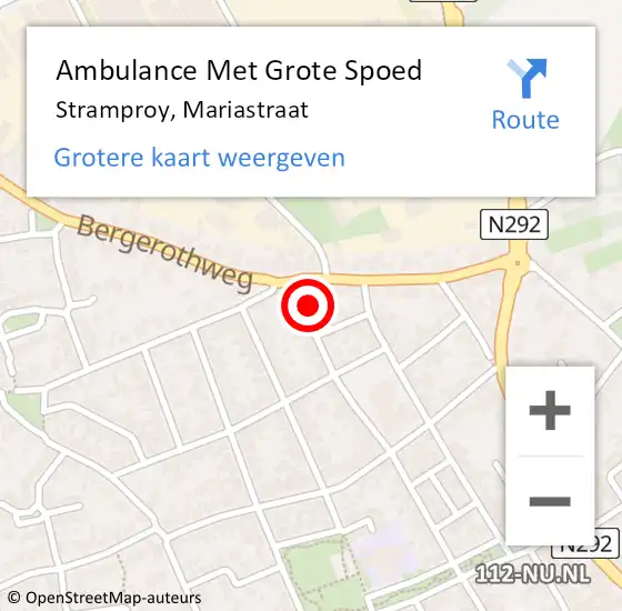 Locatie op kaart van de 112 melding: Ambulance Met Grote Spoed Naar Stramproy, Mariastraat op 1 juni 2017 10:07