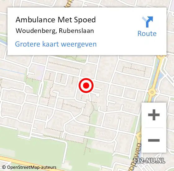 Locatie op kaart van de 112 melding: Ambulance Met Spoed Naar Woudenberg, Rubenslaan op 1 juni 2017 10:45