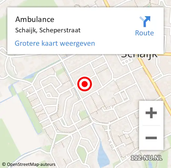 Locatie op kaart van de 112 melding: Ambulance Schaijk, Scheperstraat op 1 juni 2017 11:48