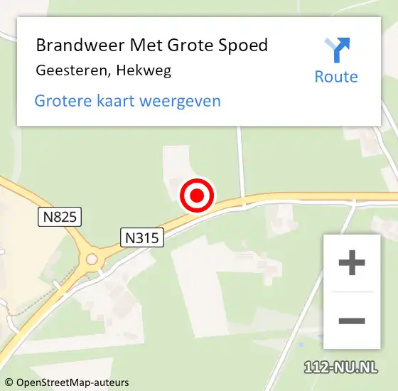 Locatie op kaart van de 112 melding: Brandweer Met Grote Spoed Naar Geesteren, Hekweg op 1 juni 2017 11:59