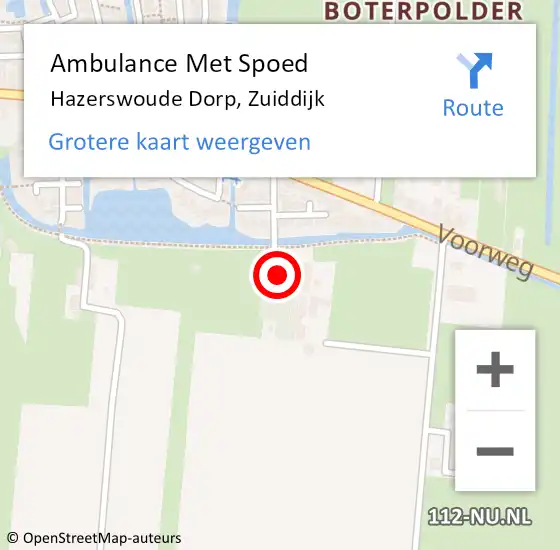 Locatie op kaart van de 112 melding: Ambulance Met Spoed Naar Hazerswoude Dorp, Zuiddijk op 22 januari 2014 12:34