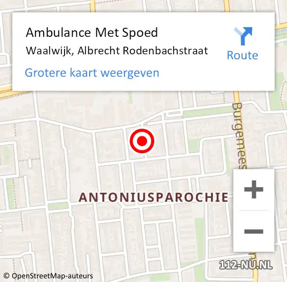 Locatie op kaart van de 112 melding: Ambulance Met Spoed Naar Waalwijk, Albrecht Rodenbachstraat op 1 juni 2017 12:19