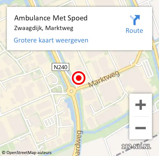 Locatie op kaart van de 112 melding: Ambulance Met Spoed Naar Zwaagdijk, Marktweg op 1 juni 2017 13:02