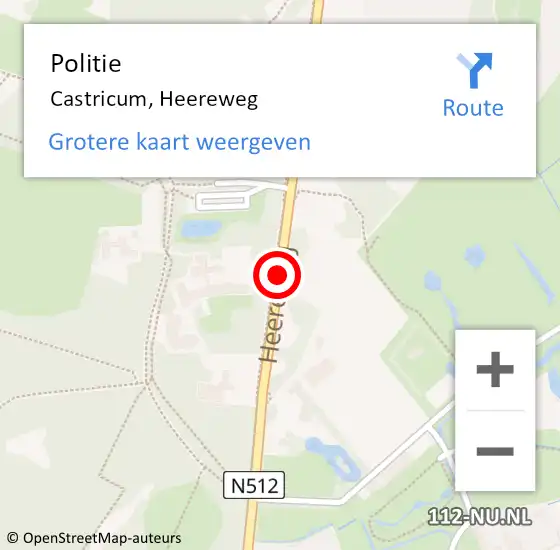 Locatie op kaart van de 112 melding: Politie Castricum, Heereweg op 1 juni 2017 13:23