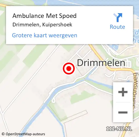 Locatie op kaart van de 112 melding: Ambulance Met Spoed Naar Drimmelen, Kuipershoek op 1 juni 2017 14:06