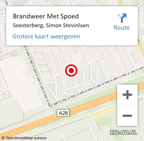 Locatie op kaart van de 112 melding: Brandweer Met Spoed Naar Soesterberg, Simon Stevinlaan op 1 juni 2017 14:09