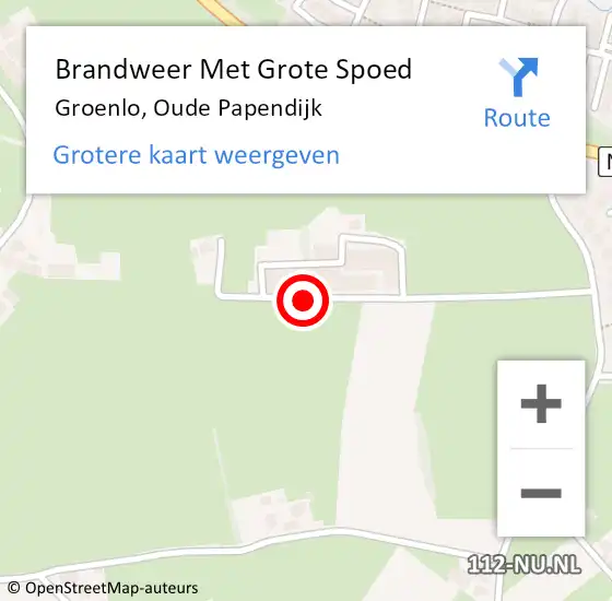 Locatie op kaart van de 112 melding: Brandweer Met Grote Spoed Naar Groenlo, Oude Papendijk op 1 juni 2017 14:25