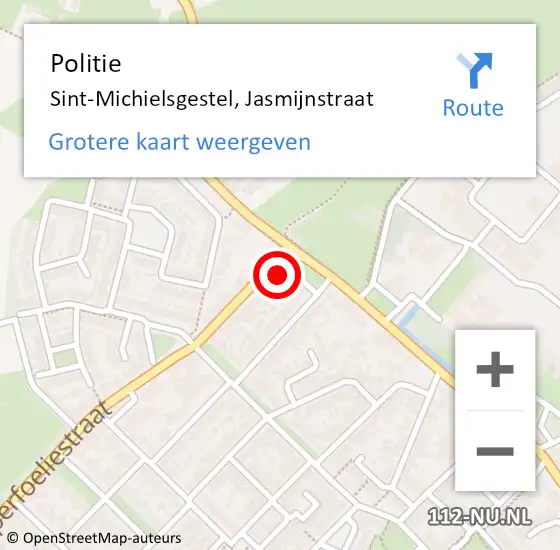 Locatie op kaart van de 112 melding: Politie Sint-Michielsgestel, Jasmijnstraat op 1 juni 2017 14:33