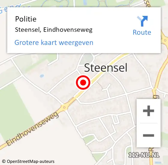 Locatie op kaart van de 112 melding: Politie Steensel, Eindhovenseweg op 1 juni 2017 14:59