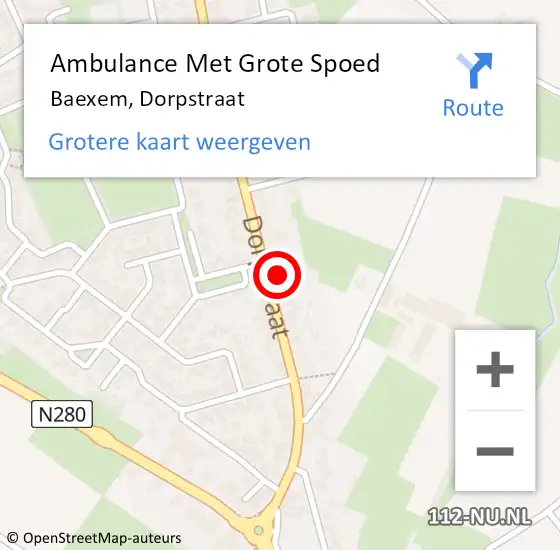 Locatie op kaart van de 112 melding: Ambulance Met Grote Spoed Naar Baexem, Dorpstraat op 1 juni 2017 15:21