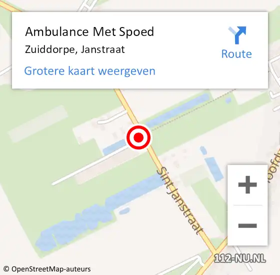 Locatie op kaart van de 112 melding: Ambulance Met Spoed Naar Zuiddorpe, Janstraat op 1 juni 2017 16:10