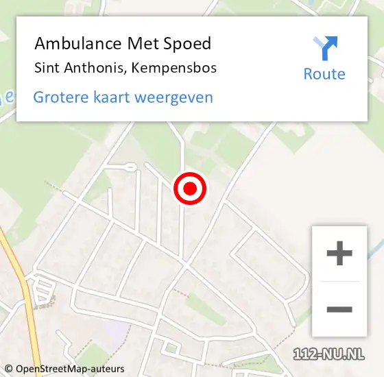 Locatie op kaart van de 112 melding: Ambulance Met Spoed Naar Sint Anthonis, Kempensbos op 1 juni 2017 16:58