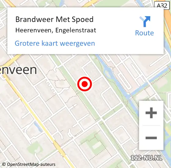 Locatie op kaart van de 112 melding: Brandweer Met Spoed Naar Heerenveen, Engelenstraat op 1 juni 2017 17:05