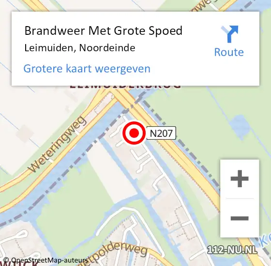 Locatie op kaart van de 112 melding: Brandweer Met Grote Spoed Naar Leimuiden, Noordeinde op 1 juni 2017 18:11
