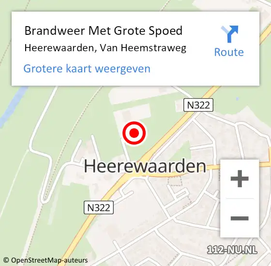 Locatie op kaart van de 112 melding: Brandweer Met Grote Spoed Naar Heerewaarden, Van Heemstraweg op 1 juni 2017 18:37