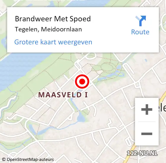 Locatie op kaart van de 112 melding: Brandweer Met Spoed Naar Tegelen, Meidoornlaan op 1 juni 2017 19:35