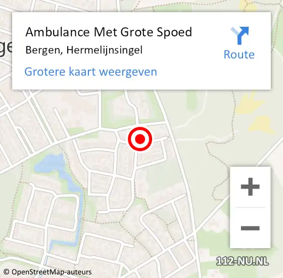 Locatie op kaart van de 112 melding: Ambulance Met Grote Spoed Naar Bergen, Hermelijnsingel op 1 juni 2017 19:36