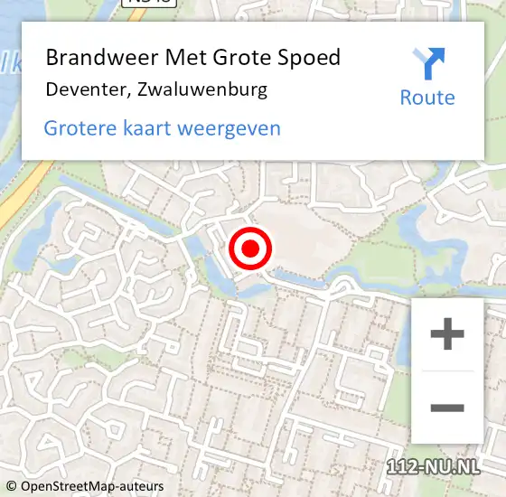 Locatie op kaart van de 112 melding: Brandweer Met Grote Spoed Naar Deventer, Zwaluwenburg op 1 juni 2017 20:13