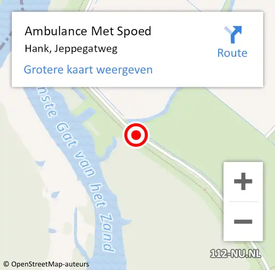 Locatie op kaart van de 112 melding: Ambulance Met Spoed Naar Hank, Jeppegatweg op 1 juni 2017 20:54