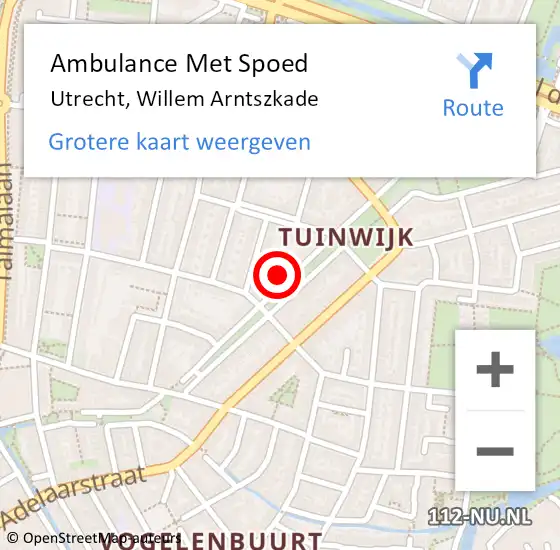 Locatie op kaart van de 112 melding: Ambulance Met Spoed Naar Utrecht, Willem Arntszkade op 1 juni 2017 21:57