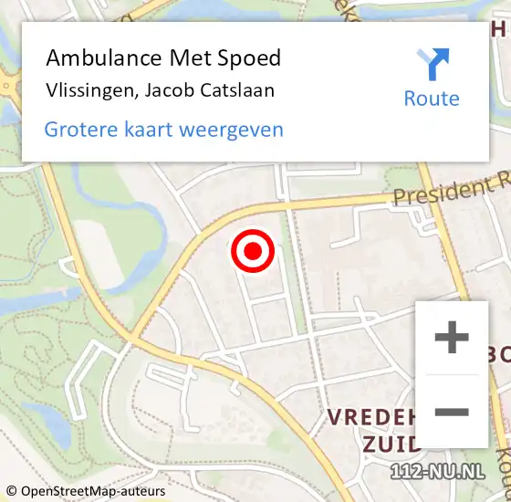 Locatie op kaart van de 112 melding: Ambulance Met Spoed Naar Vlissingen, Jacob Catslaan op 1 juni 2017 22:00