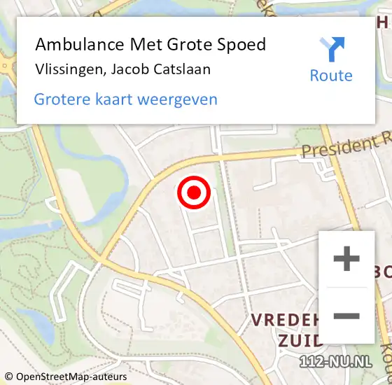 Locatie op kaart van de 112 melding: Ambulance Met Grote Spoed Naar Vlissingen, Jacob Catslaan op 1 juni 2017 22:01