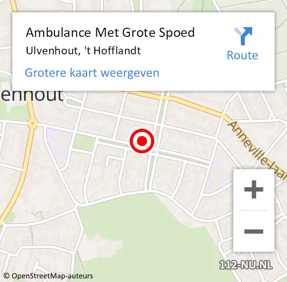 Locatie op kaart van de 112 melding: Ambulance Met Grote Spoed Naar Ulvenhout, 't Hofflandt op 1 juni 2017 22:31