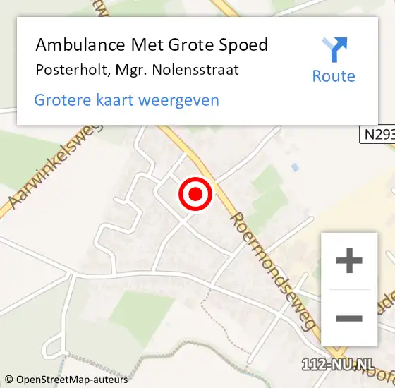 Locatie op kaart van de 112 melding: Ambulance Met Grote Spoed Naar Posterholt, Mgr. Nolensstraat op 1 juni 2017 22:37