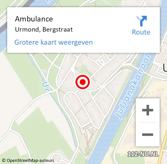 Locatie op kaart van de 112 melding: Ambulance Urmond, Bergstraat op 22 januari 2014 13:26