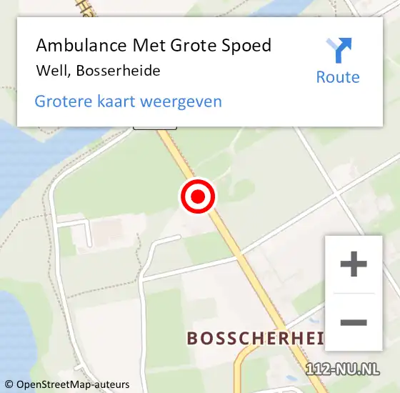 Locatie op kaart van de 112 melding: Ambulance Met Grote Spoed Naar Well, Bosserheide op 22 januari 2014 13:31