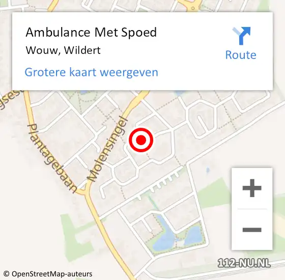 Locatie op kaart van de 112 melding: Ambulance Met Spoed Naar Wouw, Wildert op 1 juni 2017 23:39