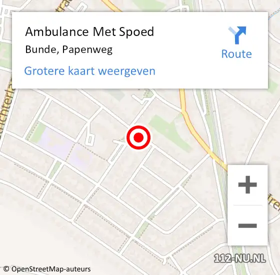 Locatie op kaart van de 112 melding: Ambulance Met Spoed Naar Bunde, Papenweg op 22 januari 2014 13:34