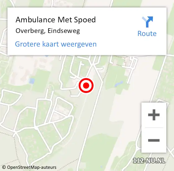 Locatie op kaart van de 112 melding: Ambulance Met Spoed Naar Overberg, Eindseweg op 2 juni 2017 00:12