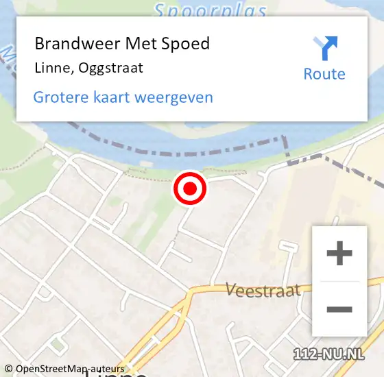 Locatie op kaart van de 112 melding: Brandweer Met Spoed Naar Linne, Oggstraat op 2 juni 2017 01:09