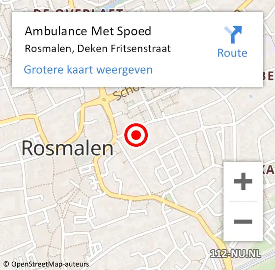 Locatie op kaart van de 112 melding: Ambulance Met Spoed Naar Rosmalen, Deken Fritsenstraat op 2 juni 2017 01:25