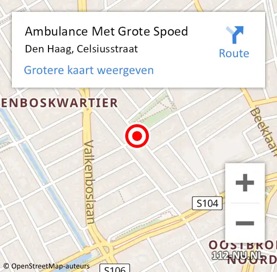 Locatie op kaart van de 112 melding: Ambulance Met Grote Spoed Naar Den Haag, Celsiusstraat op 2 juni 2017 02:09