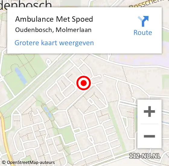 Locatie op kaart van de 112 melding: Ambulance Met Spoed Naar Oudenbosch, Molmerlaan op 2 juni 2017 03:45