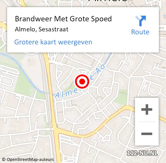 Locatie op kaart van de 112 melding: Brandweer Met Grote Spoed Naar Almelo, Sesastraat op 2 juni 2017 04:17