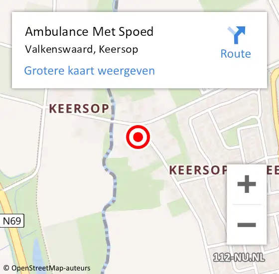 Locatie op kaart van de 112 melding: Ambulance Met Spoed Naar Valkenswaard, Keersop op 2 juni 2017 04:43