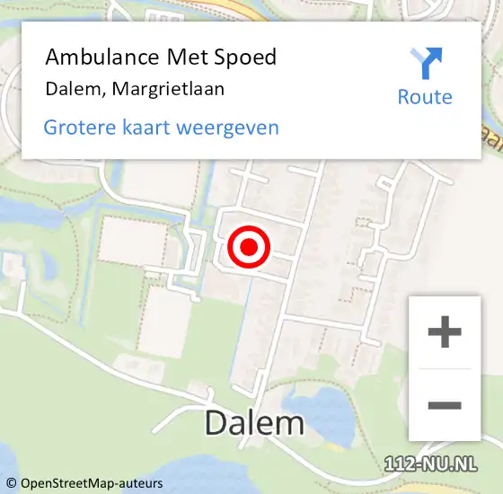 Locatie op kaart van de 112 melding: Ambulance Met Spoed Naar Dalem, Margrietlaan op 22 januari 2014 13:47