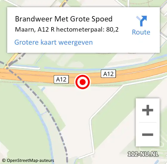 Locatie op kaart van de 112 melding: Brandweer Met Grote Spoed Naar Bodegraven, A12 R hectometerpaal: 40,3 op 2 juni 2017 07:40