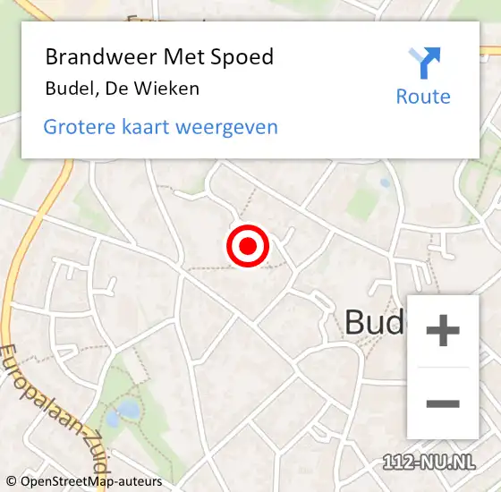 Locatie op kaart van de 112 melding: Brandweer Met Spoed Naar Budel, De Wieken op 2 juni 2017 08:06