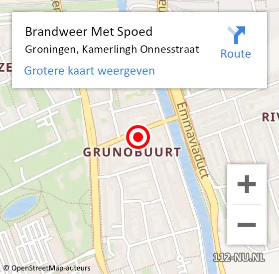 Locatie op kaart van de 112 melding: Brandweer Met Spoed Naar Groningen, Kamerlingh Onnesstraat op 2 juni 2017 08:20