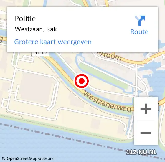 Locatie op kaart van de 112 melding: Politie Westzaan, Rak op 2 juni 2017 08:39