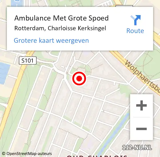 Locatie op kaart van de 112 melding: Ambulance Met Grote Spoed Naar Rotterdam, Charloisse Kerksingel op 2 juni 2017 08:47