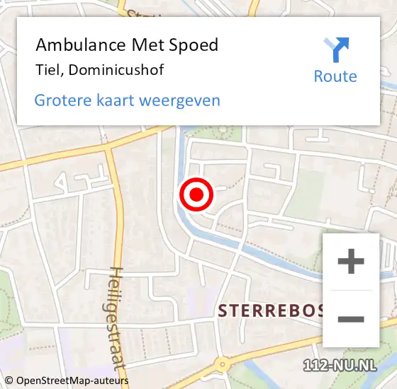 Locatie op kaart van de 112 melding: Ambulance Met Spoed Naar Tiel, Dominicushof op 2 juni 2017 08:52