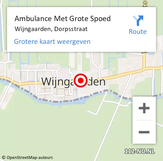 Locatie op kaart van de 112 melding: Ambulance Met Grote Spoed Naar Wijngaarden, Dorpsstraat op 2 juni 2017 09:27